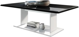 Couchtisch Beistelltisch Wohnzimmertisch Mono in Weiß mit Tischplatte in Schwarz Hochglanz