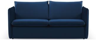 Micadoni 3-Sitzer Samtstoff Sofa mit Bettfunktion Agate | Bezug Royal Blue | Beinfarbe Black Plastic
