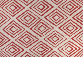 Teppich Baumwolle cremeweiß rot 160 x 230 cm geometrisches Muster Shaggy HASKOY