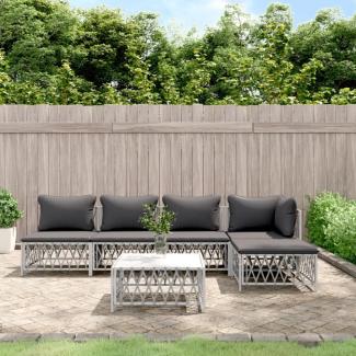 vidaXL 6-tlg. Garten-Lounge-Set mit Kissen Weiß Stahl