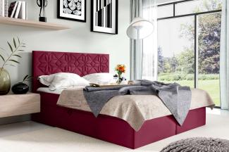 99rooms Montana Boxspringbett 120x200 cm Velours MONOLITH Bordeaux