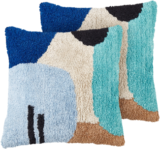 Dekokissen Baumwolle mehrfarbig getuftet 45 x 45 cm 2er Set DAHLIA
