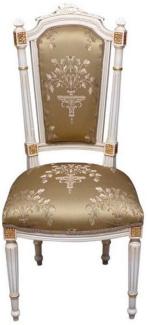 Casa Padrino Barock Esszimmerstuhl Gold / Cremefarben / Gold - Handgefertigter Antik Stil Stuhl - Esszimmer Möbel im Barockstil