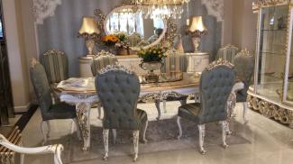 Casa Padrino Luxus Barock Esszimmer Set - 1 Esstisch & 8 Esszimmerstühle - Barock Esszimmermöbel - Luxus Qualität - Edel & Prunkvoll