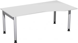 PC-Schreibtisch '4 Fuß Pro' rechts, höhenverstellbar, 180x100cm, Lichtgrau / Silber