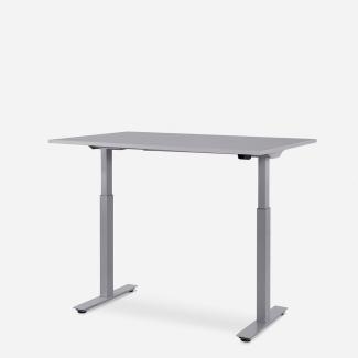 120 x 80 cm WRK21® SMART - Grau Uni / Grau elektrisch höhenverstellbarer Schreibtisch