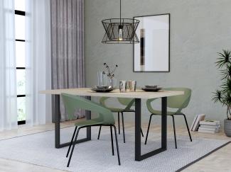 FORTE Tables Esstisch, Holzwerkstoff, Beige/Schwarz, 160 x 74,7 x 90 cm