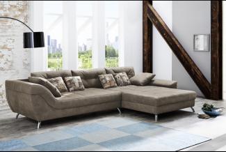 Couchgarnitur Couch Sofa Wohnzimmercouch ca. 358 x 219 cm SAN FRANCISCO Microfaser braun