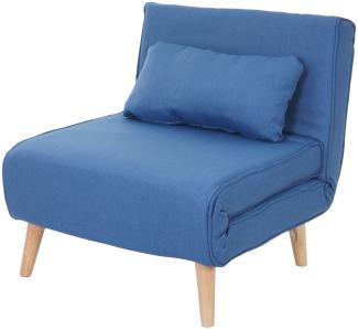 Schlafsessel HWC-D35, Schlafsofa Funktionssessel Klappsessel Relaxsessel Jugendsessel Sessel, Stoff/Textil ~ blau