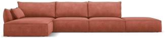 Micadoni 5-Sitzer Ecke links Sofa Kaelle | Bezug Terracotta | Beinfarbe Black Plastic