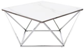 Couchtisch Glastisch Silver A II 80x80x45cm Marmor weiß Stahl