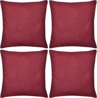 4 burgunderrote Kissenbezüge Baumwolle 50 x 50 cm