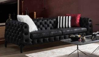 Casa Padrino Luxus Chesterfield Sofa Schwarz 235 x 98 x H. 72 cm