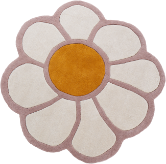 Kinderteppich aus Wolle Blumenform ⌀ 120 cm mehrfarbig THUMBELINA