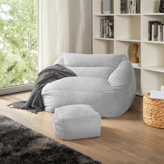 HOME DELUXE Sitzsack mit Hocker COZY – Hellgrau