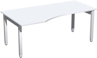 PC-Schreibtisch '4 Fuß Pro Quadrat' links höhenverstellbar, 180x100x68-86cm, Weiß / Silber