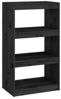Bücherregal/Raumteiler Schwarz 60x30x103,5 cm Massivholz Kiefer