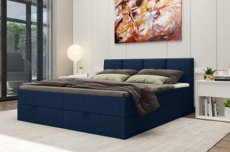 99rooms Alvaro Boxspringbett 180x200 cm Webstoff MALMO_NEW Blau ohne Topper