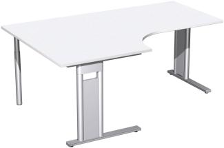 PC-Schreibtisch 'C Fuß Pro' links, feste Höhe 180x120x72cm, Weiß / Silber
