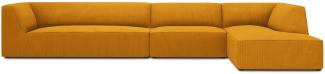Micadoni 5-Sitzer Modular Ecke rechts Sofa Ruby | Bezug Yellow | Beinfarbe Black Plastic