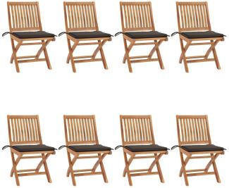 Klappbare Gartenstühle mit Kissen 8 Stk. Massivholz Teak 3072869