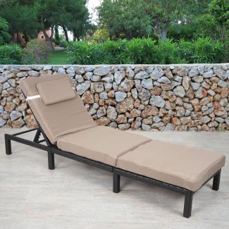 Poly-Rattan Sonnenliege HWC-A51, Relaxliege Gartenliege Liege ~ Premium anthrazit, Kissen creme