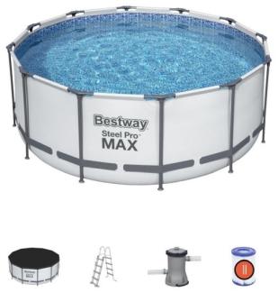 Bestway Steel Pro Max Swimmingpool Filterpumpe Leiter Cover Rund 366x122cm
