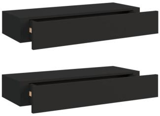 vidaXL Wandregale mit Schubladen 2 Stk. Schwarz 60x23,5x10 cm MDF 330258