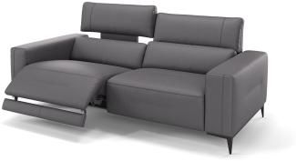 Sofanella 3-Sitzer TERAMO Ledercouch Relaxsofa Sofa in Grau S: 216 Breite x 101 Tiefe
