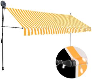 vidaXL Einziehbare Markise Handbetrieben mit LED 400 cm Weiß Orange 145861