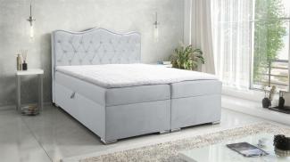 Boxspringbett Schlafzimmerbett SULTAN New in Stoff Velvet X Hellgrau 140x200cm