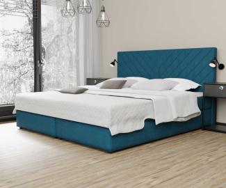 Boxspringbett Schlafzimmerbett BELCORA 140x220cm Stoff Petrolblau ink Bettkasten