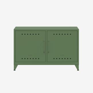 Bisley Fern Cabby Sideboard, mit einem festen Fachboden, Kabeldurchlass in der Rückwand und einem Klett-Kabelhalter, aus hochwertigem, nachhaltigem Stahl hergestellt, 16 mm große Design Lüftungslöcher auf allen Türen, moderner und industrieller Flair, ...