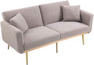 Merax Teddystoff, modernes gepolstertes 2-Sitzer-Sofa, weiches Akzentsofa. Loveseat-Sofa mit Metallfüßen, Grau