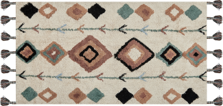 Teppich Baumwolle beige mehrfarbig 80 x 150 cm geometrisches Muster ESKISEHIR