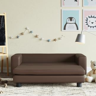 vidaXL Kindersofa mit Hocker Braun 100x50x30 cm Kunstleder