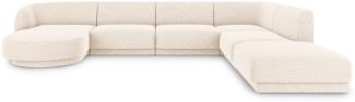 Micadoni 6-Sitzer Panorama Ecke rechts Sofa Miley | Bezug Light Beige | Beinfarbe Black Plastic