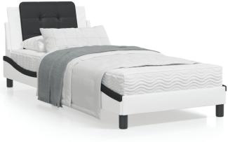 vidaXL Bett mit Matratze Weiß und Schwarz 90x200 cm Kunstleder