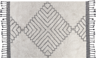 Teppich Baumwolle weiß schwarz 140 x 200 cm geometrisches Muster Kurzflor ERAY