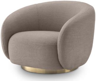 Casa Padrino Luxus Drehsessel Sandfarben / Messing 96 x 85 x H. 74 cm - Wohnzimmer Sessel - Wohnzimmer Möbel - Luxus Qualität