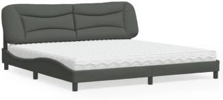 vidaXL Bett mit Matratze Dunkelgrau 200x200 cm Stoff