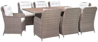 3057801 vidaXL 9 Piece Outdoor Dining Set with Cushions Poly Rattan Brown (4x44148+310143)