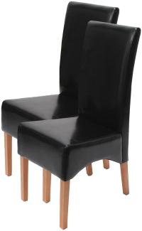 2er-Set Esszimmerstuhl Küchenstuhl Stuhl Latina, LEDER ~ schwarz, helle Beine