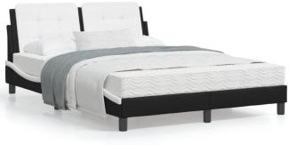 vidaXL Bett mit Matratze Schwarz und Weiß 140x190 cm Kunstleder