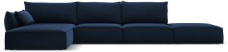 Micadoni 5-Sitzer Samtstoff Ecke links Sofa Kaelle | Bezug Royal Blue | Beinfarbe Black Plastic