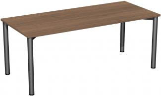 Schreibtisch '4 Fuß Flex', feste Höhe 180x80cm, Nussbaum / Anthrazit