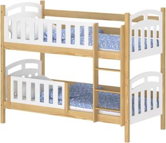 WNM Group Kinderbett mit Rausfallschutz Suzie - aus Massivholz - Hochbett für Mädchen und Jungen - Absturzsicherung Hochbett - Kinderhochbetten 180x80 cm - Natürliche Kiefer