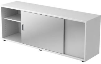 Sideboard 1,5 Ordnerhöhen beidseitig nutzbar, Weiß / Silber