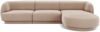 Micadoni 4-Sitzer Samtstoff Ecke rechts Sofa Miley | Bezug Cappuccino | Beinfarbe Black Plastic
