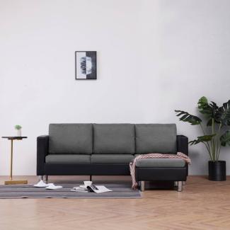 vidaXL 3-Sitzer-Sofa mit Kissen Schwarz Kunstleder